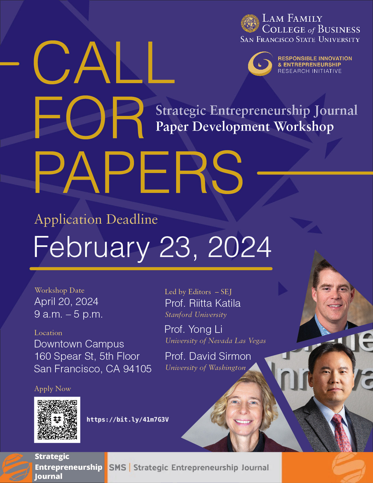 Strategic Entrepreneurship Journal, Paper Development Workshop Call for Papers Feb 23 2024